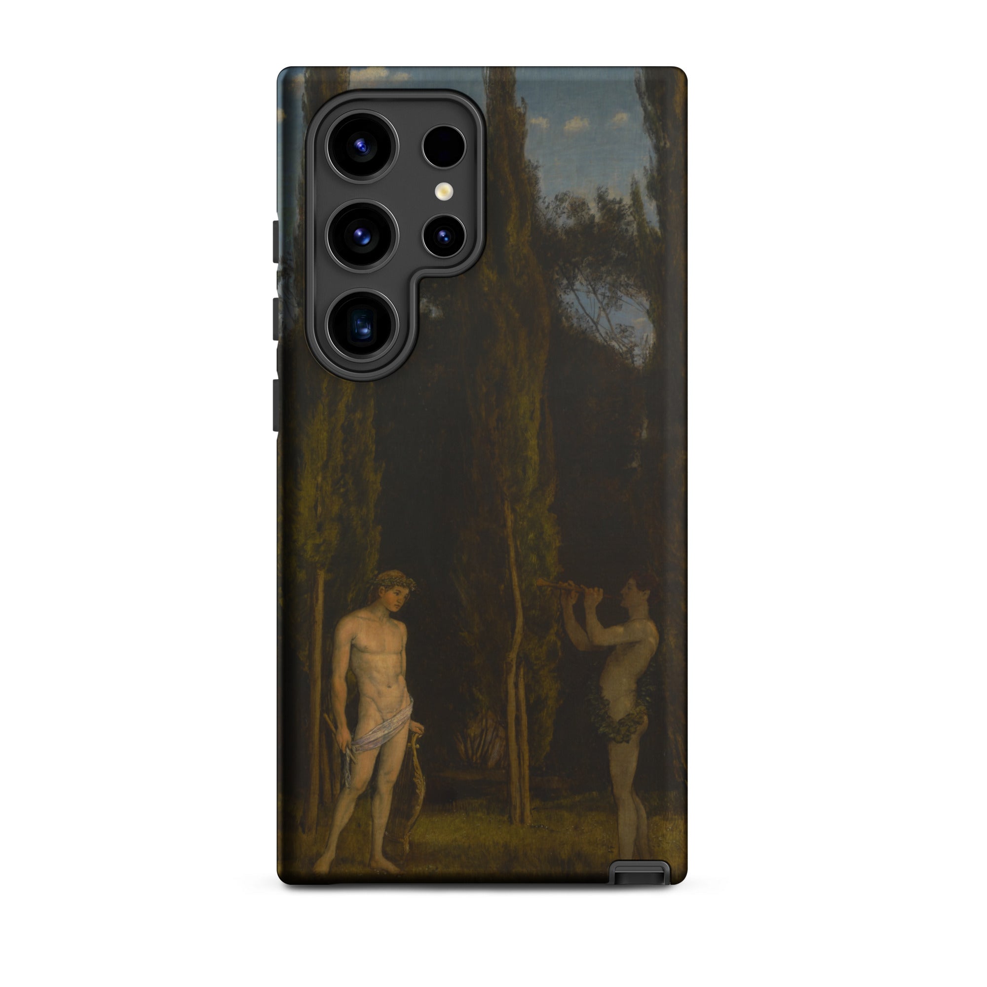Apollo & Marsyas Hans Thoma Greek Myth Samsung Case, Galaxy S24 Ultra / Matte, Black Smartphone Case Classical Painting Two Nude Figures