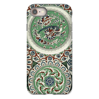 Arabesque Pattern - Auguste Racinet Iphone Case 8 / Matte Ornate Phone Case Intricate Islamic-style Patterns Green White Auguste Racinet,