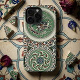 Arabesque Pattern - Auguste Racinet Iphone Case Green White Ornate Phone Case Intricate Floral Geometric Auguste Racinet, Racinet Arabesque