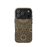 Arabic Ceiling - Emile Prisses D’avennes Phone Case Iphone 17 Pro / Matte Gold Geometric Patterned Phone Case Black Accents Textured Arabic