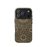 Arabic Ceiling - Emile Prisses D’avennes Phone Case Iphone 17 Pro / Matte Gold Geometric Patterned Phone Case Black Accents Textured Arabic