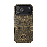 Arabic Ceiling - Emile Prisses D’avennes Phone Case Iphone 17 Pro Max / Matte Gold Geometric Patterned Phone Case Black Accents Textured