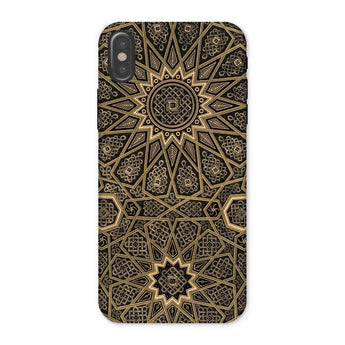 Arabic Ceiling - Emile Prisses D’avennes Phone Case Iphone x / Matte Phone Case Intricate Gold Black Mandala Pattern Arabic Ceiling, Emile