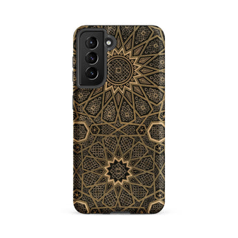 Arabic Ceiling - Emile Prisses D’avennes Samsung Case, Galaxy S21 Fe / Matte, Smartphone Case Intricate Gold Black Geometric Pattern