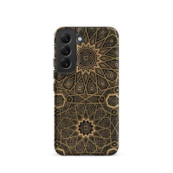 Arabic Ceiling - Emile Prisses D’avennes Samsung Case, Galaxy S22 / Matte, Smartphone Dark Brown Gold Geometric Pattern Case