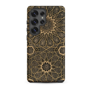 Arabic Ceiling - Emile Prisses D’avennes Samsung Case, Galaxy S25 Ultra / Matte, Smartphone Dark Gold Intricate Geometric Pattern Cover