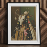 Aradia - Pagan Priestess Art Print, 24x32’’ / 61x81cm / Unframed, Ornate Animal Skull Adorned Decorative Objects Fabrics