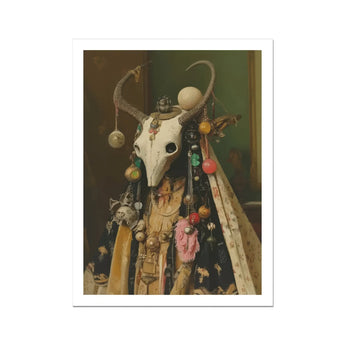 Aradia - Pagan Priestess Art Print, Animal Skull Adorned Decorative Objects Trinkets
