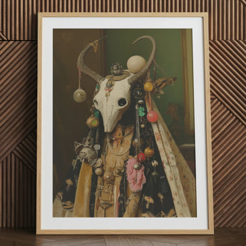 Aradia - Pagan Priestess Art Print / Canvas Gold Framed Skull Art Print Ornate Jewelry Black Pagan Priestess Art, Enigmatic Presence Woven,