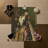 Aradia - Pagan Priestess Art Print / Canvas Surreal Portrait Print Skull Adorned Horns Beads Ornate Pagan Priestess Art, Enigmatic Presence