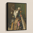 Aradia - Pagan Priestess Framed Canvas, Framed Painting Horned Skull Adorned Colorful Beads Fabric