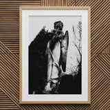 Archangel Holding Cross Art Print / Canvas Framed Black White Photograph Angel Statue Figure Carved