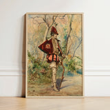 Framed Vintage-style Painting Soldier Ornate Red Gold Uniform Casimiro Tomba’s Archer, Tomba Art Print