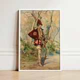 Framed Vintage-style Painting Soldier Ornate Red Gold Uniform Casimiro Tomba’s Archer, Tomba Art Print