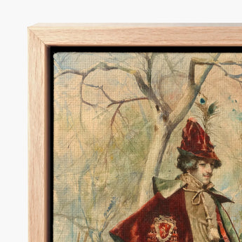 Vintage-style Canvas Painting Light Wood Frame Figure Red Casimiro Tomba’s Archer, Tomba Art Print