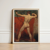 Framed Classical Painting Muscular Nude Male Figure Dynamic Etty’s Brush Tears, Hot Coal Pulled, Arm Thrown Wide, William Etty Art, Print