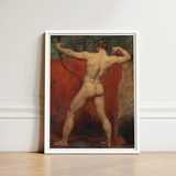 Framed Classical Painting Muscular Nude Male Figure Dynamic Etty’s Brush Tears, Hot Coal Pulled, Arm Thrown Wide, William Etty Art, Print