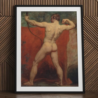 Archer - William Etty Art Print / Canvas Black-framed Muscular Nude Male Figure Classical Etty’s Brush Tears, Hot Coal Pulled, Arm Thrown