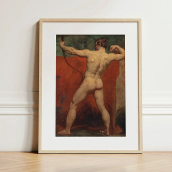 Archer - William Etty Art Print / Canvas Framed Muscular Nude Male Figure Dynamic Etty’s Brush Tears, Hot Coal Pulled, Arm Thrown Wide,