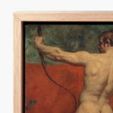 Framed Oil Painting Muscular Nude Male Figure Profile Etty’s Brush Tears, Hot Coal Pulled, Arm Thrown Wide, William Etty Art, Print