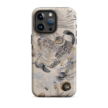 Archimedes - Surreal Owl Art Iphone Case, 15 Pro Max / Matte, Owl Snail Patterned Phone Case