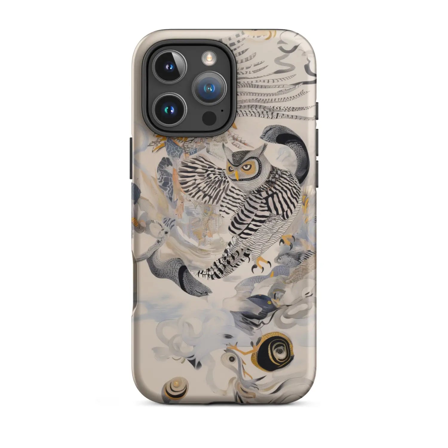 Bird art iPhone 12 Pro Max case with owl black white pattern