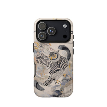 Archimedes - Surreal Owl Art Phone Case Iphone 17 Pro / Matte 12 Max Design Black, Ether, Each Wingbeat Scribbling, Visual Riddle Disguised