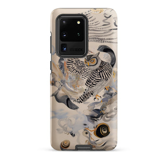Archimedes - Surreal Owl Art Phone Case Samsung Galaxy S20 Ultra / Matte Protective Phone Case Detailed Illustration Owl Black White