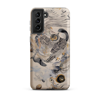 Archimedes - Surreal Owl Art Phone Case Samsung Galaxy S21 Plus / Matte Sleek Phone Case Detailed Illustration Owl Black White Surreal Art,