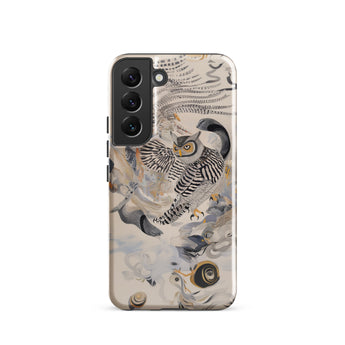 Archimedes - Surreal Owl Art Phone Case Samsung Galaxy S22 / Gloss Sleek Phone Case Detailed Illustration Owl Black White Surreal Art,
