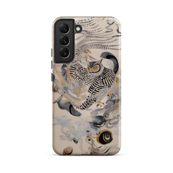 Archimedes - Surreal Owl Art Phone Case Samsung Galaxy S22 Plus / Matte Sleek Intricate Artistic Design Black-and-white Striped, Ether,