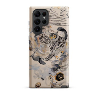 Archimedes - Surreal Owl Art Phone Case Samsung Galaxy S22 Ultra / Matte Sleek Cream-colored Phone Case Detailed Black-and-white