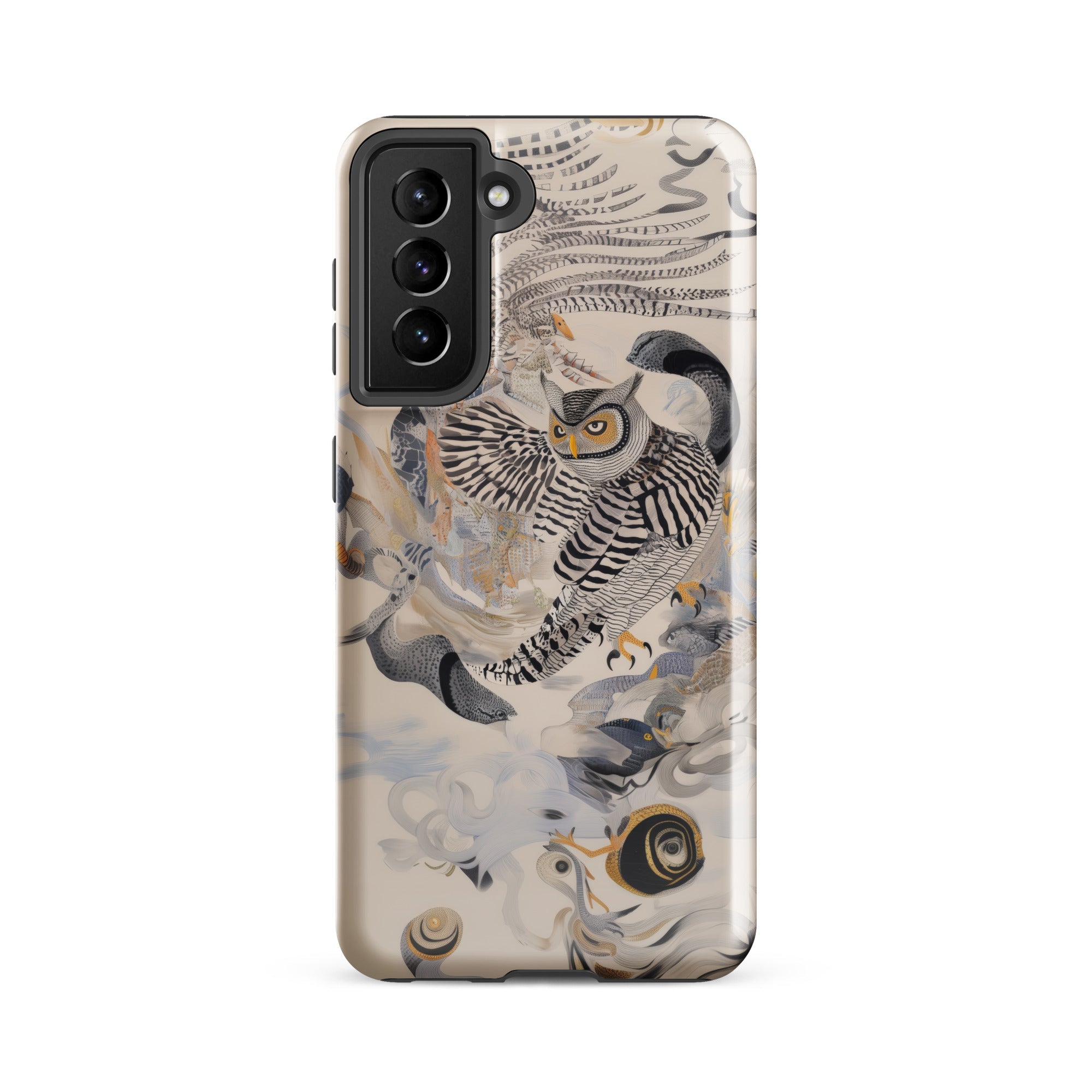 Archimedes Surreal Owl Art Samsung Case, Galaxy S21 Fe / Gloss, Phone Case Detailed Illustration Owl Natural Elements
