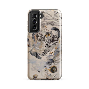 Archimedes - Surreal Owl Art Samsung Case, Galaxy S21 Fe / Gloss, Phone Case Detailed Illustration Owl Natural Elements