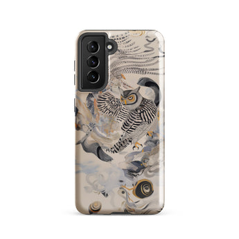 Archimedes - Surreal Owl Art Samsung Case, Galaxy S21 / Gloss, Smartphone Case Owl Snail Design
