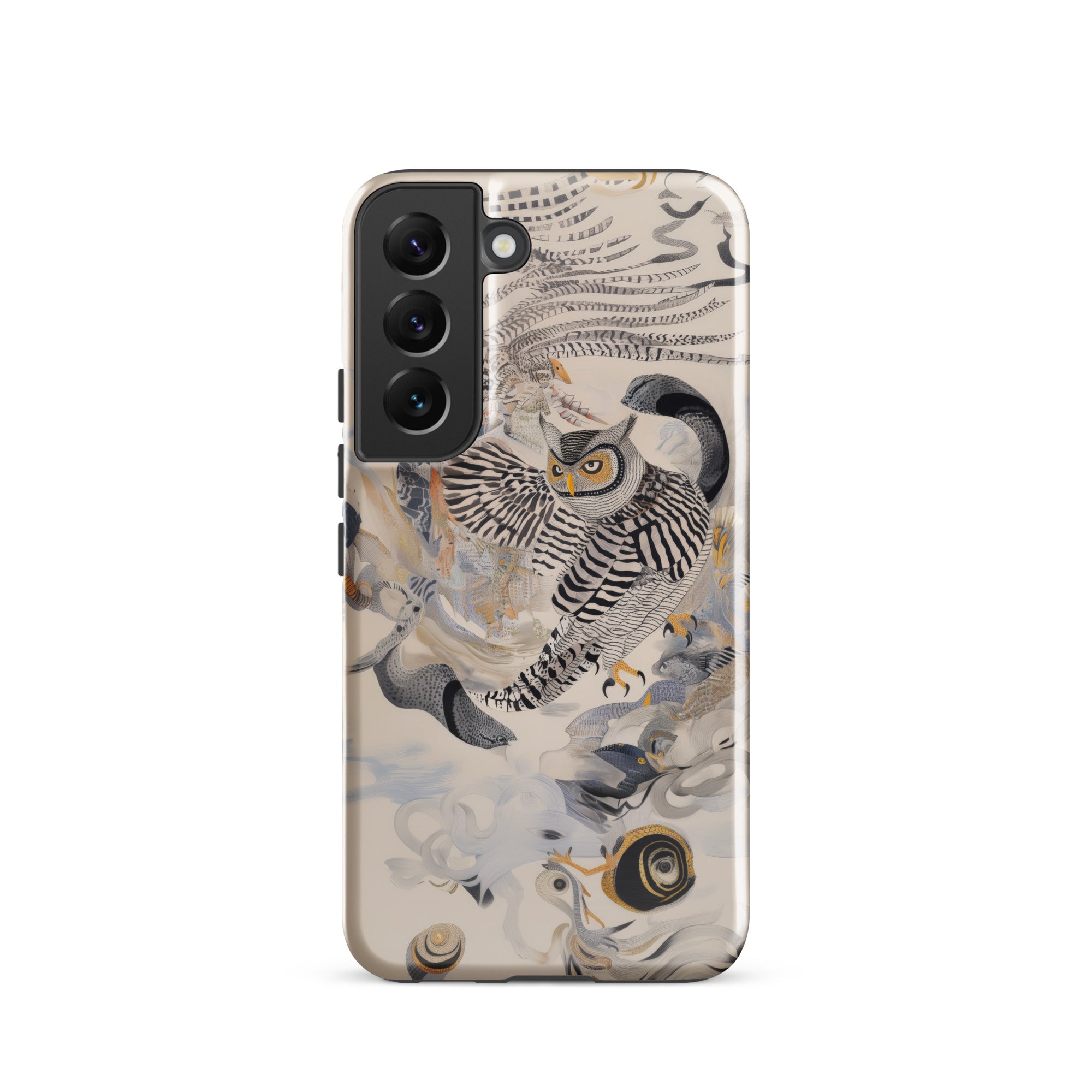 Archimedes Surreal Owl Art Samsung Case, Galaxy S22 / Gloss, Smartphone Nature Themed Case Owl Snakes Snails