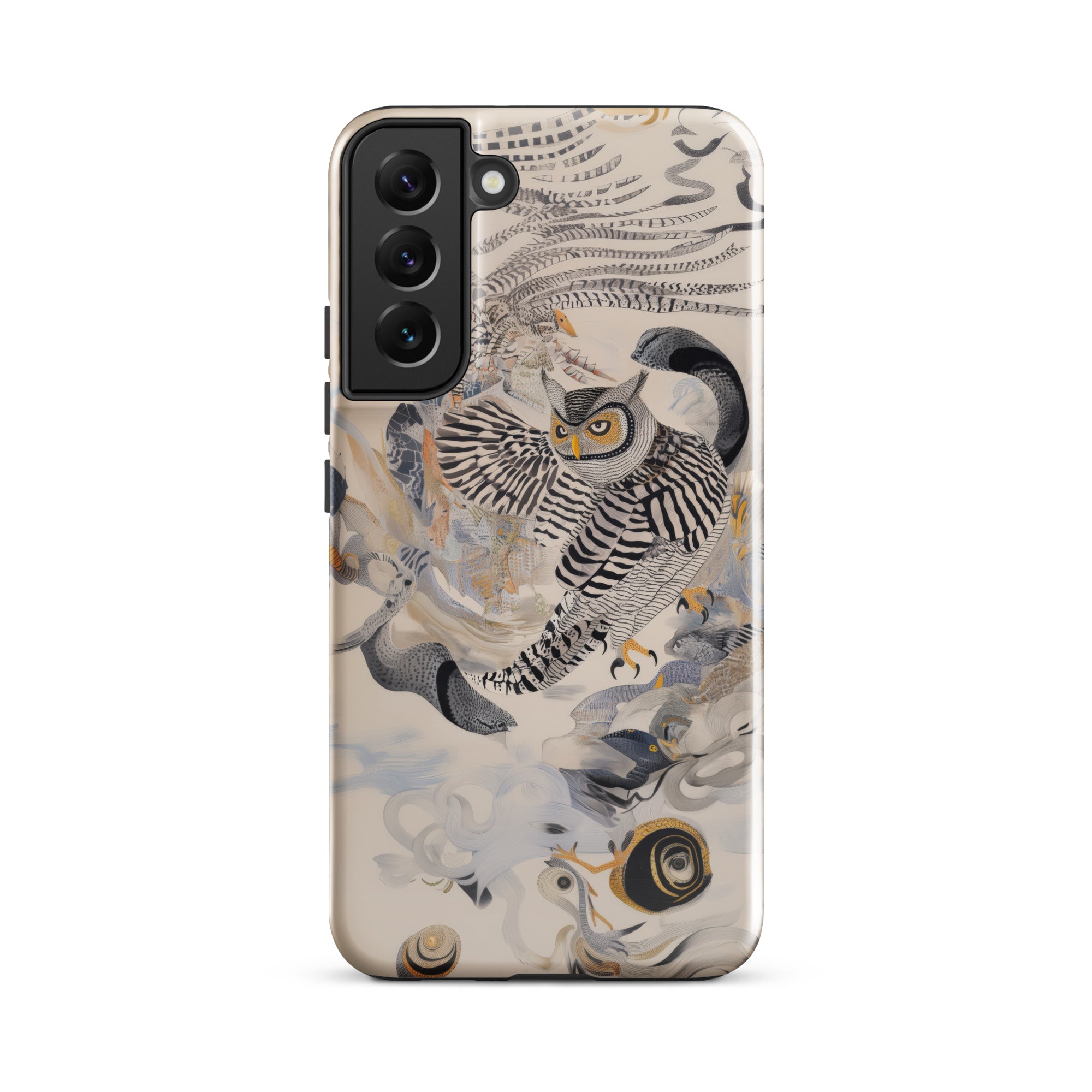 Archimedes Surreal Owl Art Samsung Case, Galaxy S22 Plus / Gloss, Smartphone Case Detailed Illustration Owl Natural Elements