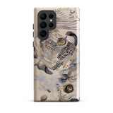 Archimedes - Surreal Owl Art Samsung Case, Galaxy S22 Ultra / Gloss, Beige Smartphone Case Detailed Illustration Owl Snake Snails