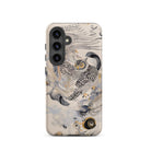 Archimedes Surreal Owl Art Samsung Case, Galaxy S24 / Matte, Cream Colored Smartphone Case Intricate Illustration Striped Owl Outstretched