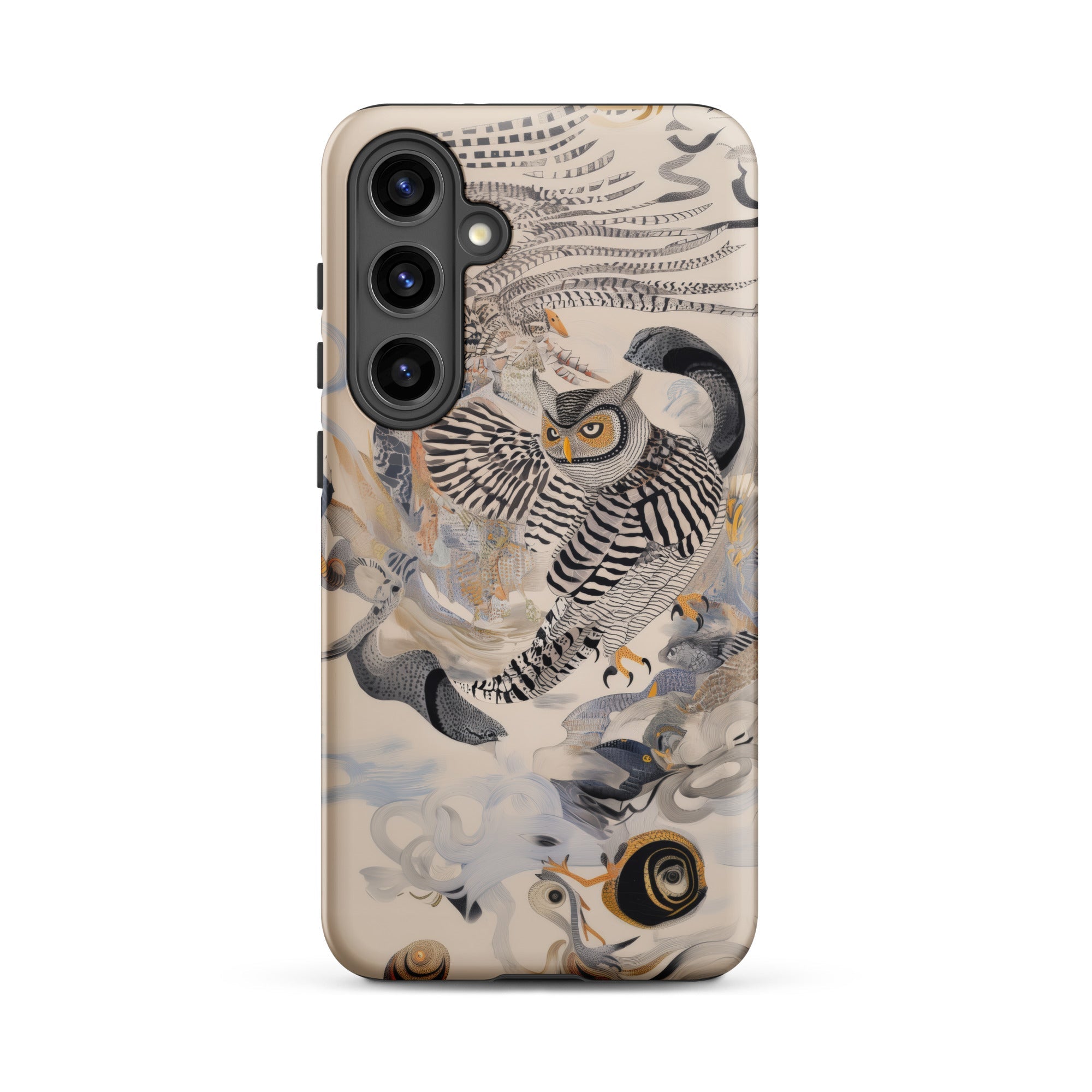 Archimedes Surreal Owl Art Samsung Case, Galaxy S24 Plus / Matte, Smartphone Case Detailed Owl Illustration