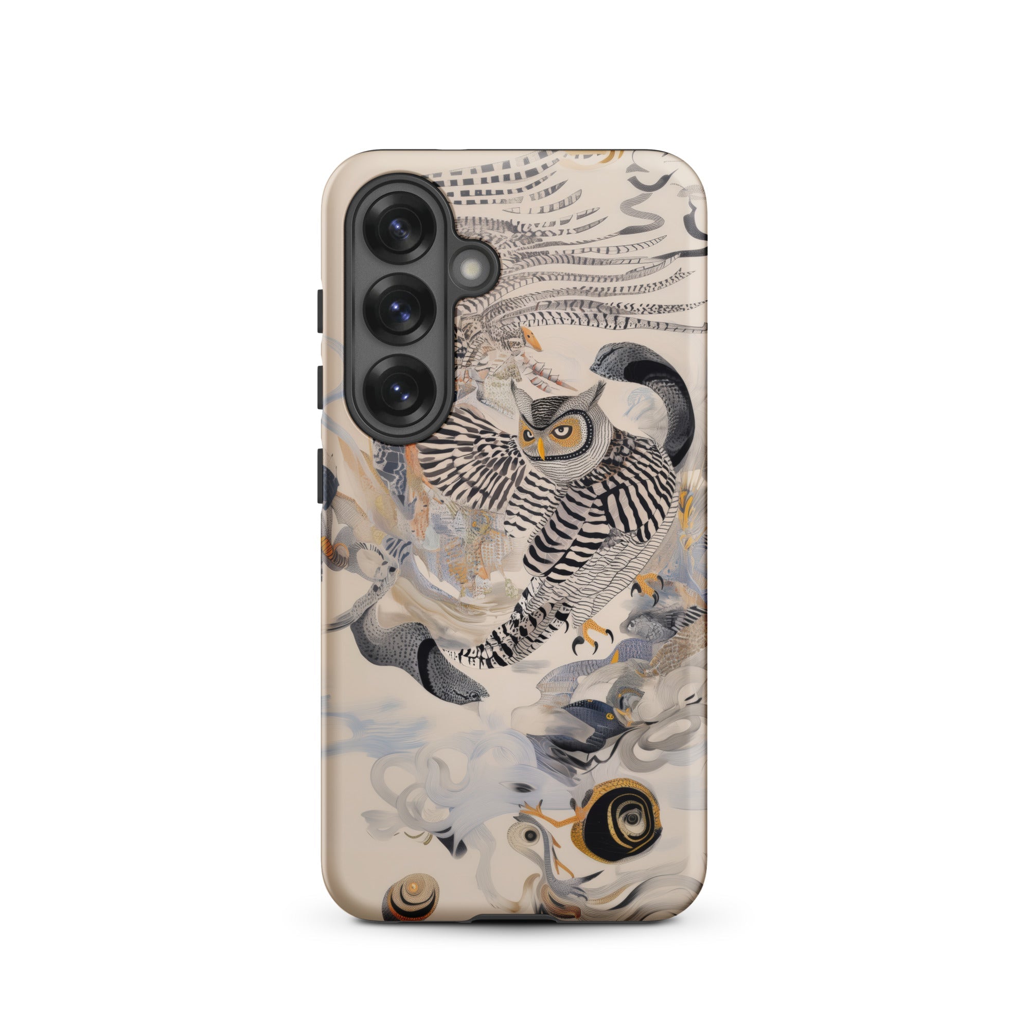 Archimedes Surreal Owl Art Samsung Case, Galaxy S25 / Matte, Smartphone Case Owl Nature Themed Illustration