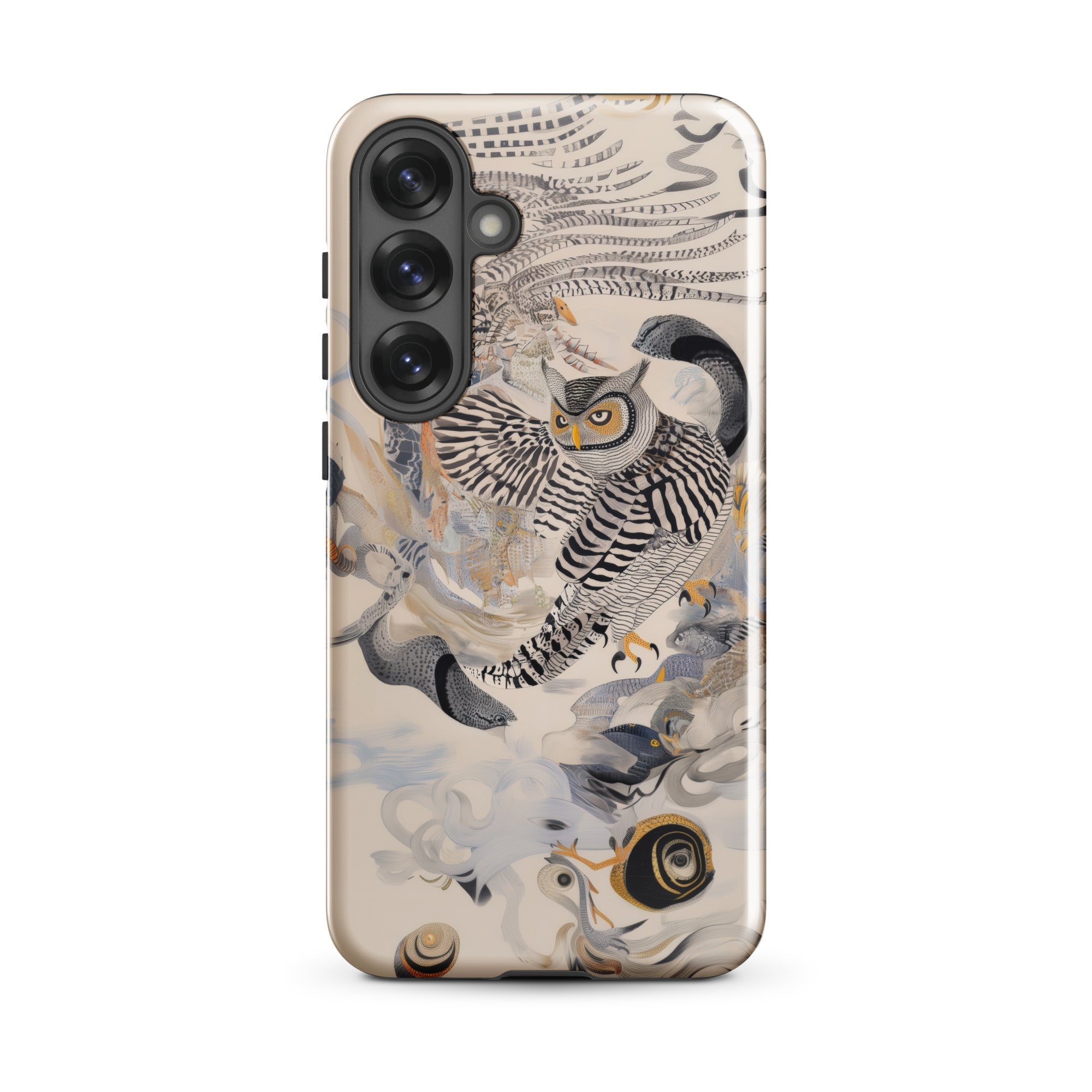 Archimedes Surreal Owl Art Samsung Case, Galaxy S25 Plus / Gloss, Smartphone Case Owl Nature Inspired Artwork
