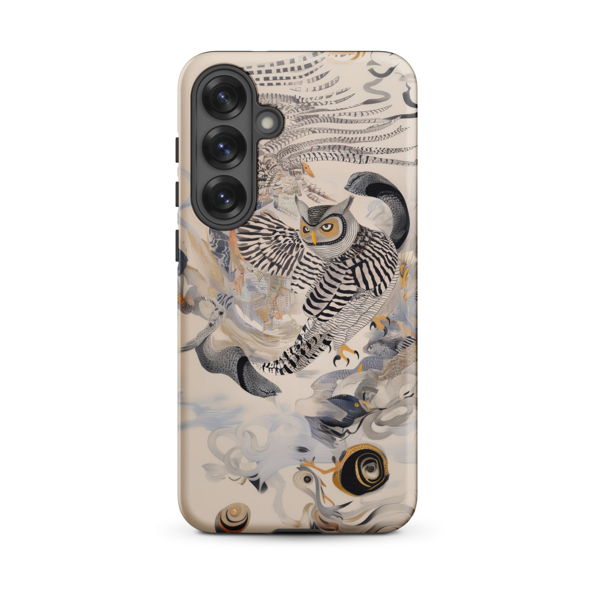 Archimedes Surreal Owl Art Samsung Case, Galaxy S25 Plus / Matte, Smartphone Case Owl Snake Design
