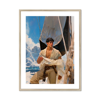 Arctic Circuit - Gay Naval Explorer Art Print, Framed Illustration Sailor Map Aboard Vessel