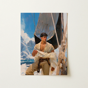 Arctic Circuit - Gay Naval Explorer Art Print / Canvas Rectangular Canvas Print Painted Portrait Young Man Nautical Icy Grandeur Meets