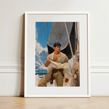 Arctic Circuit - Gay Naval Explorer Art Print / Canvas White-framed Art Print Young Man Open White Shirt Icy Grandeur Meets Sun-kissed