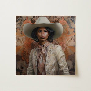 Arjuna - Gay Tamil Cowboy Dandy Art Print / Canvas, 12x12’’ / 31x31cm / Unframed / no Border, Posters Prints & Visual Artwork, Toby Leon