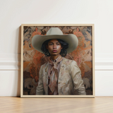 Framed Portrait Person Wide-brimmed Beige Cowboy Hat Ornate Gay Tamil, Dapper Queer, Dandy