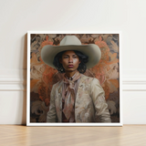 Framed Portrait Person Off-white Cowboy Hat Light Beige Gay Tamil, Dapper Queer, Dandy