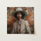 Arjuna - Gay Tamil Cowboy Dandy Art Print / Canvas Square Canvas Painting Portrait Person Off-white Cowboy Hat Gay Tamil Cowboy, Dapper